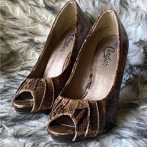 Candie's Brown Peep Toe Heels
